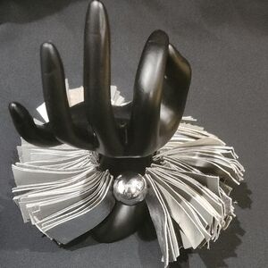 Elegance Silver and Grey Leather Bracelet